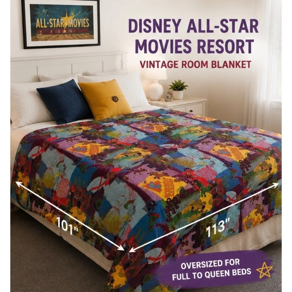 Disney All-Star Movies Resort Comforter 113x101 Prop Vintage Room Blanket